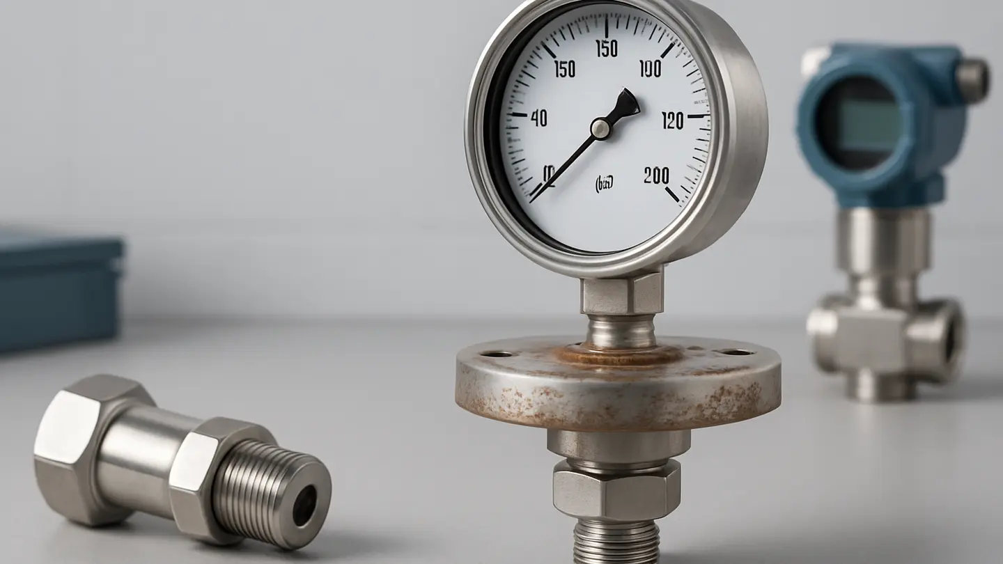 Pressure instrument with diaphragm seal for corrosive process service