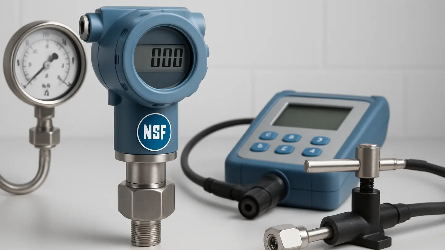 Pressure instrument installed on a potable-water piping system