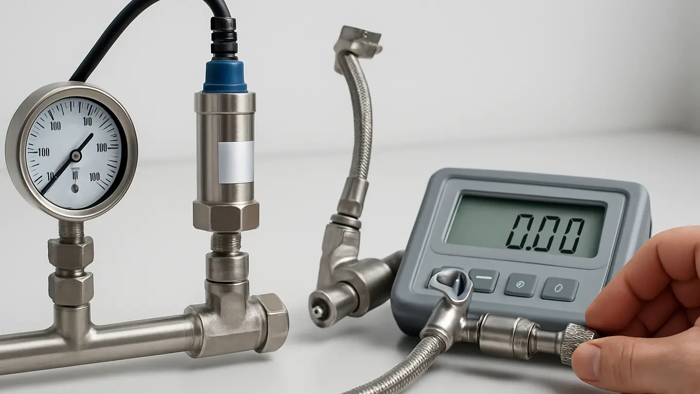 Pressure transducer mounted in an installation position for pressure measurement